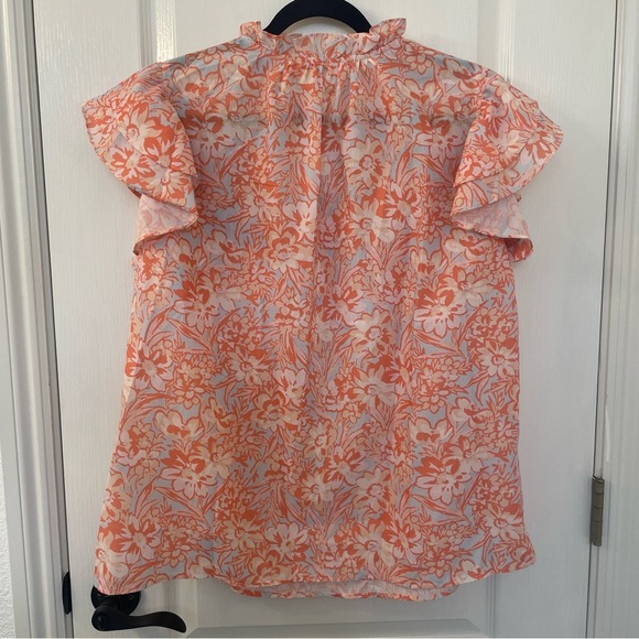 Haven Grace Floral Ruffle Blouse - Orange and White - Picture 4 of 4